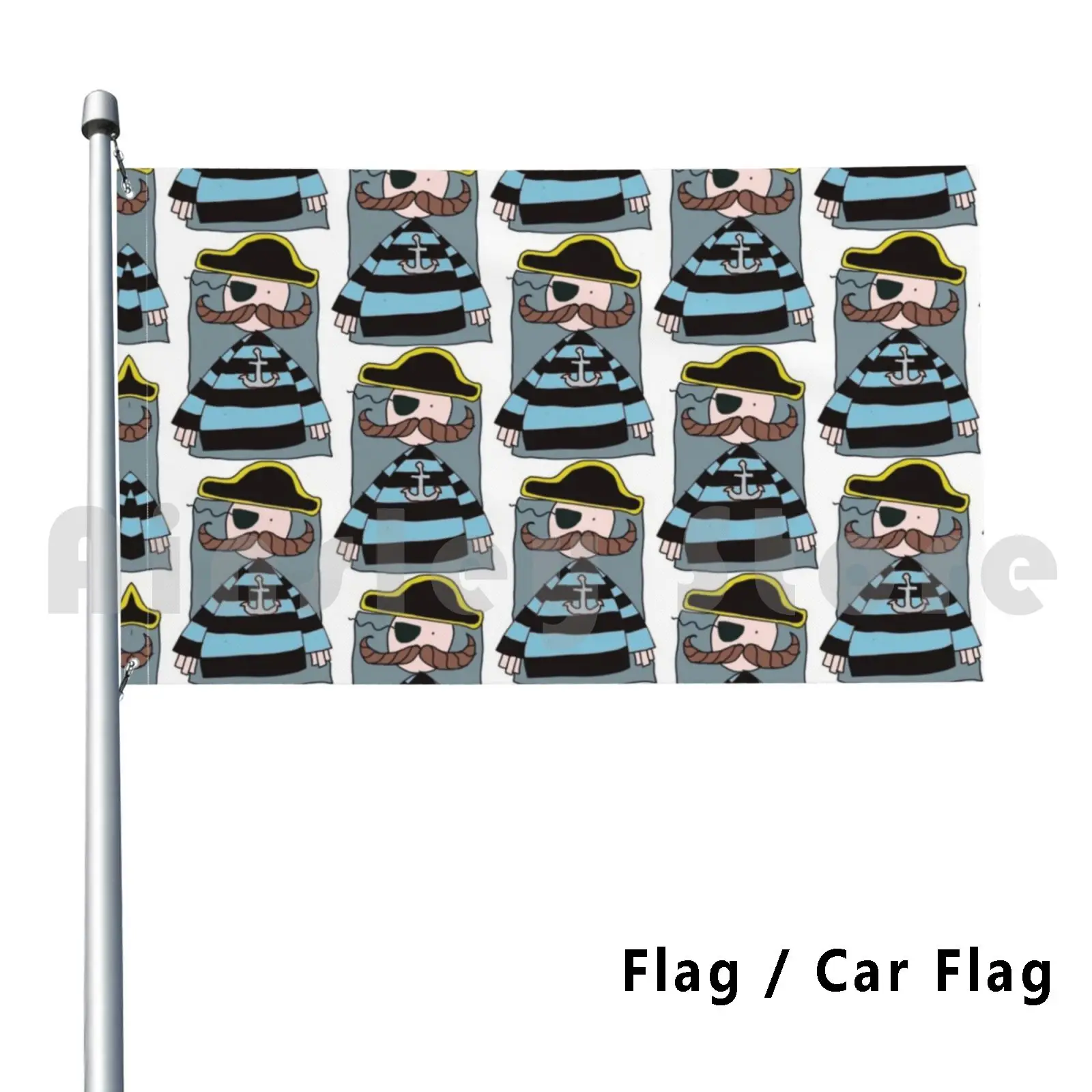 Pirate Flag Car Flag Printing Custom Pirate Sailor Monocle Stripe Top Breton Top Striped