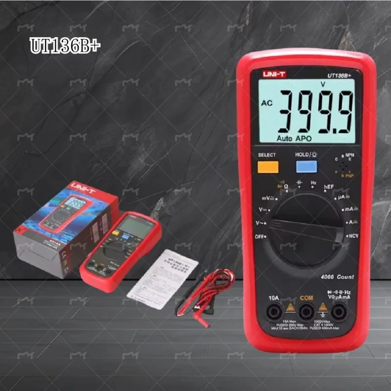 

UNI-T UT136B+ UT136C+ Plus Digital Multimeter 1000V 10A Auto Power Off AC DC Voltage Current Ohm Diode Meter Temperature Test