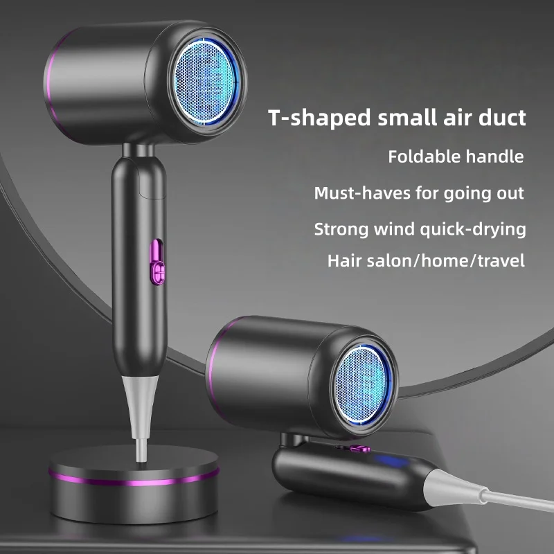 Foldable Hair Dryer, Home Hair Salon, Dormitory, Constant Temperature, High-Power Blue Light Hot And Cold Portable Hair Dryer