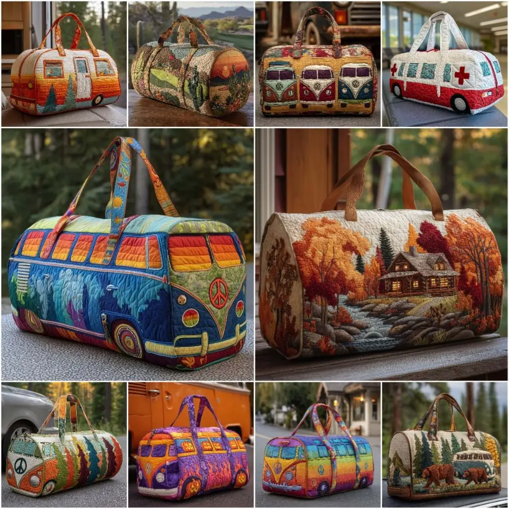 

Adjustable Strap Quilted Duffle Bag Large Capacity Tote Bags Travel Duffel Bag 3D Quilting Craft Sports Gym Bag Everyday Travel