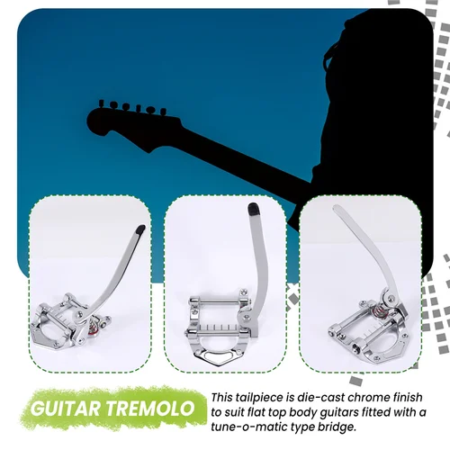 Imagen 2 del producto CGDS-Guitarra Vibrato Cordal Tremolo Unidad de trémolo de cuerpo superior plano Puente de vibrato para guitarras eléctricas Tele, SG, LP, ETC (Plata)