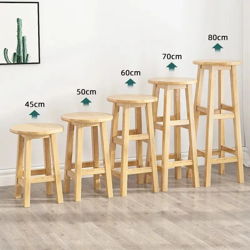 Solid Wood Round Stool Economical Log Small Bench for Living Room Low Seat Bar Coffee Table Footrest Natural Wooden Furniture