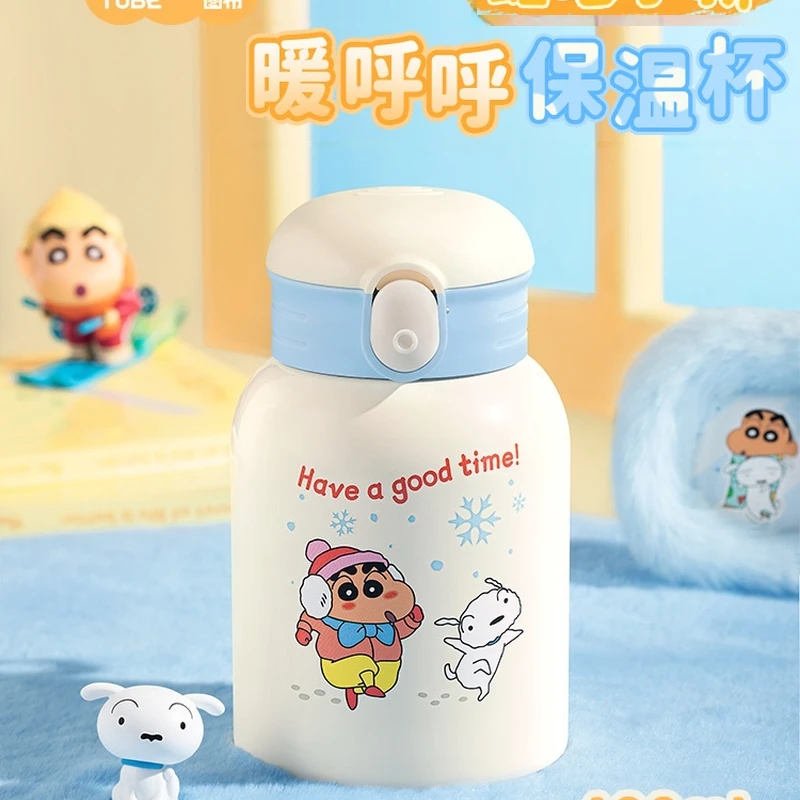 Martube 500ml Anime Crayon Shin-Chan écharpe Thermos avec boîte-cadeau Kawaii hiver bouteille d'eau chaude filles mignon écharpe cadeau de noël