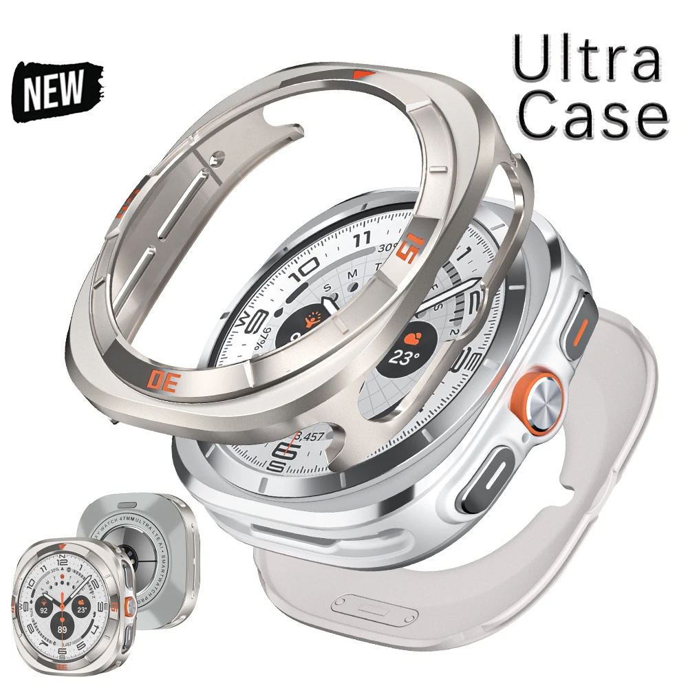 

Металлический чехол-накладка для Samsung Galaxy Watch Ultra 2025 47 мм, аксессуар, жесткий корпус из сплава для Samsung Galaxy Watch 7 8 Ultra