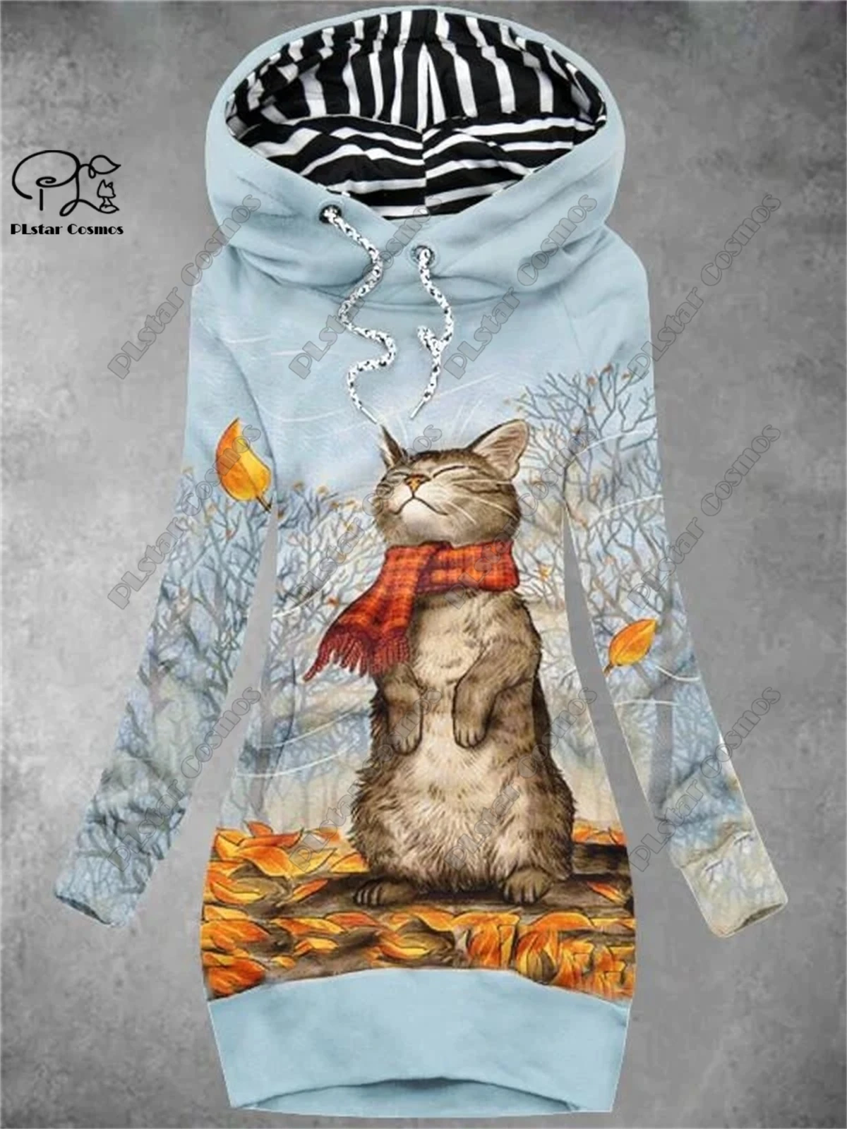 PLstar Cosmos-Sudadera larga con estampado 3D para mujer, vestido de serie animal, bonito patrón de gato, serie adelgazante informal, M-1