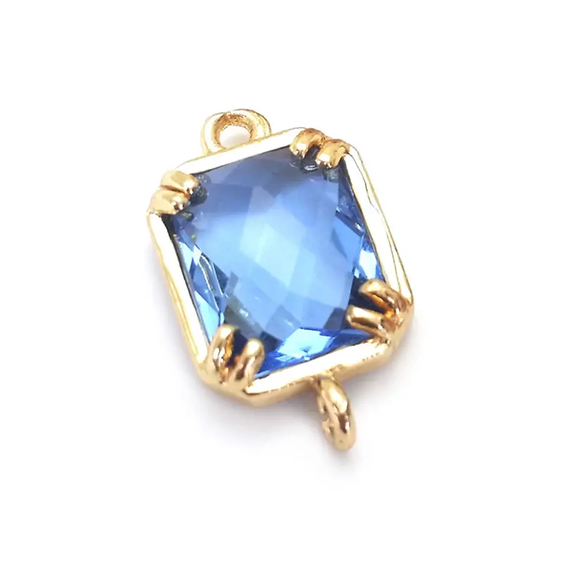 10PCS 9x16MM High Quality 18K Gold Color Brass and Glass 2 Holes Rectangle Connect Charms Pendants Diy Jewelry Accessories