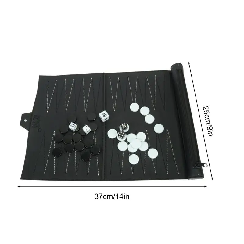 Jeu de Backgammon de voyage portable, échiquier pliant en cuir PU, échiquier pour enfants, 37x25cm