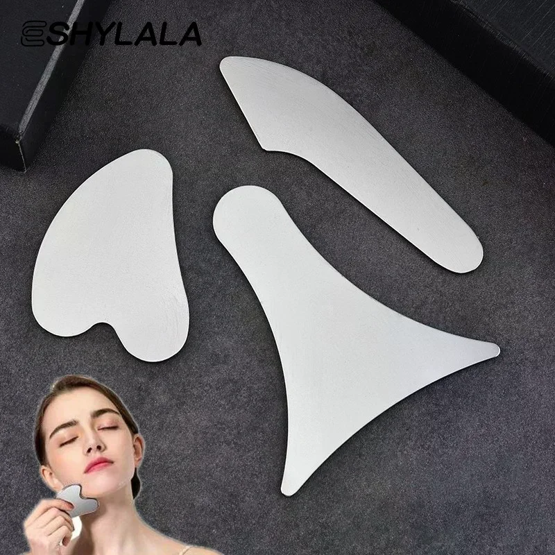 

1 шт. массажер-скребок Гуаша из нержавеющей стали для лица, шеи и тела, инструмент для массажа Гуаша, уход за кожей лица, массажная доска Гуаша, массажер для лица