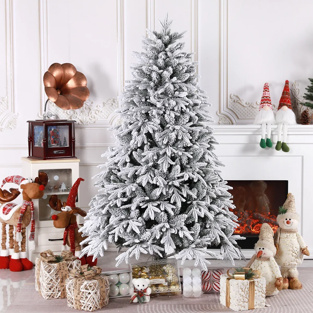 PE Mixed Encryption Flocked White Christmas Tree Large Supermarket Outdoor Christmas Simulation Tree