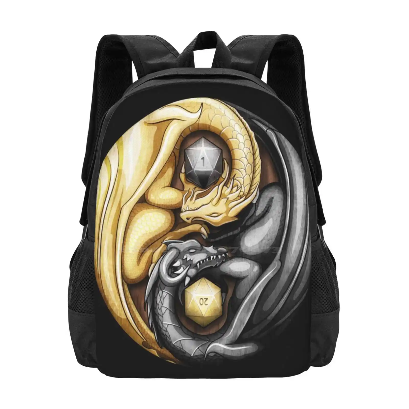 Balanced Dragons D20 New Arrivals Unisex Bags Student Bag Backpack D20 Dnd And Dragons Dragons Ttrpg Roleplay Taletop Nerd Geek