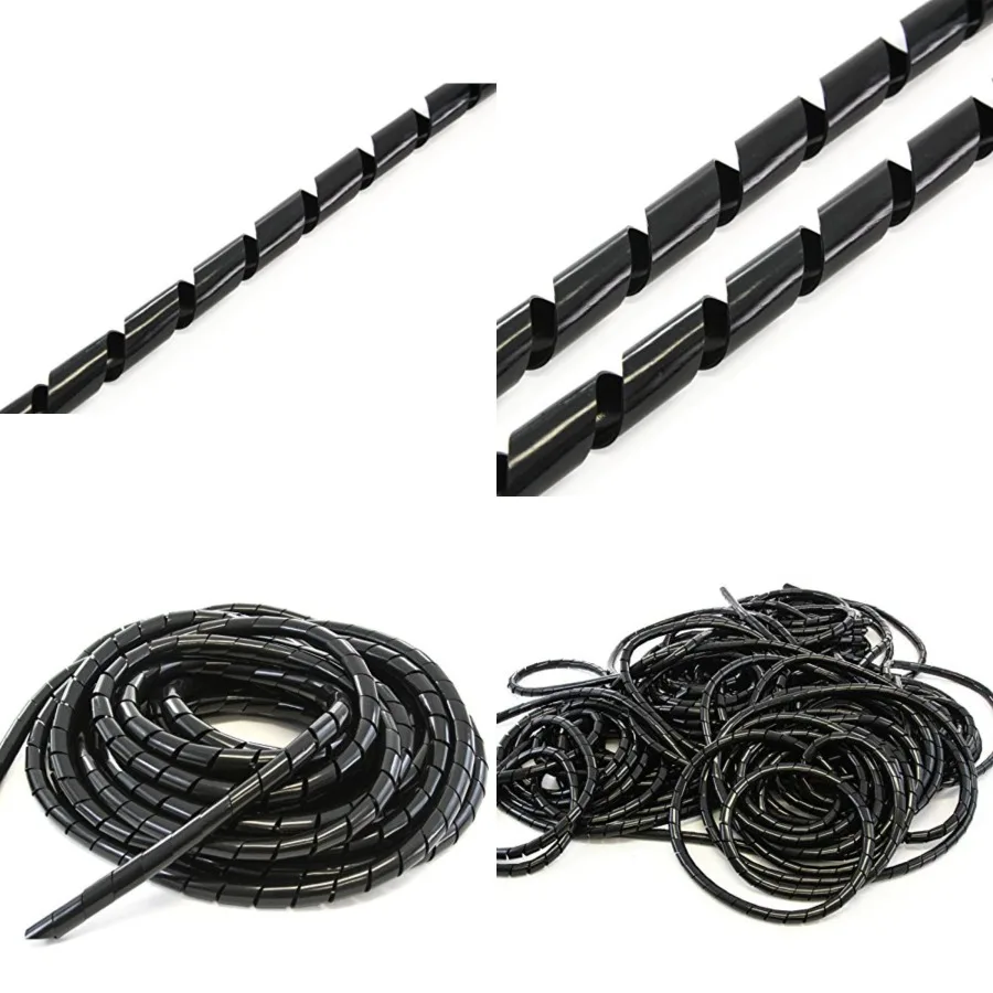 

PE 20 mm Black Polyethylene Spiral Wire Wrap Hydraulic Hose Wrap Tube Management Protector Sleeve for Car Computer Cable Wire H