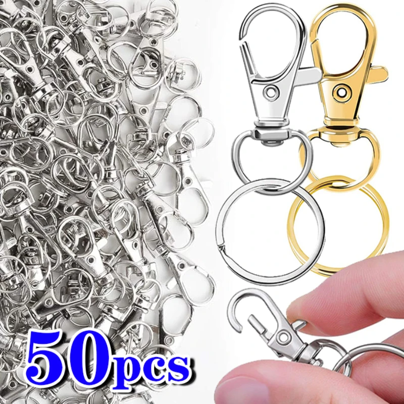 50Pcs Flexible Rotatable Keychains  Sturdy No Fading Non Rusting Key Ring DIY Hardware Accessories Identification Hooks