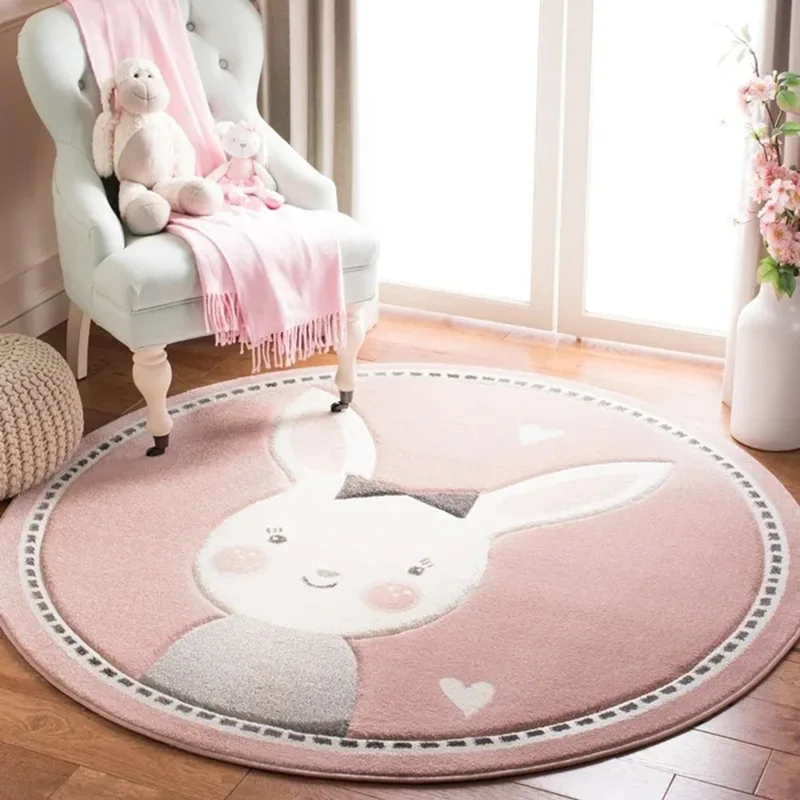 

Soft Fluffy Round Carpets For Living Room Bedroom Decor Baby Crawling Area Rugs Child Play Carpet Cartoon Cute Rabbit Floor Mats