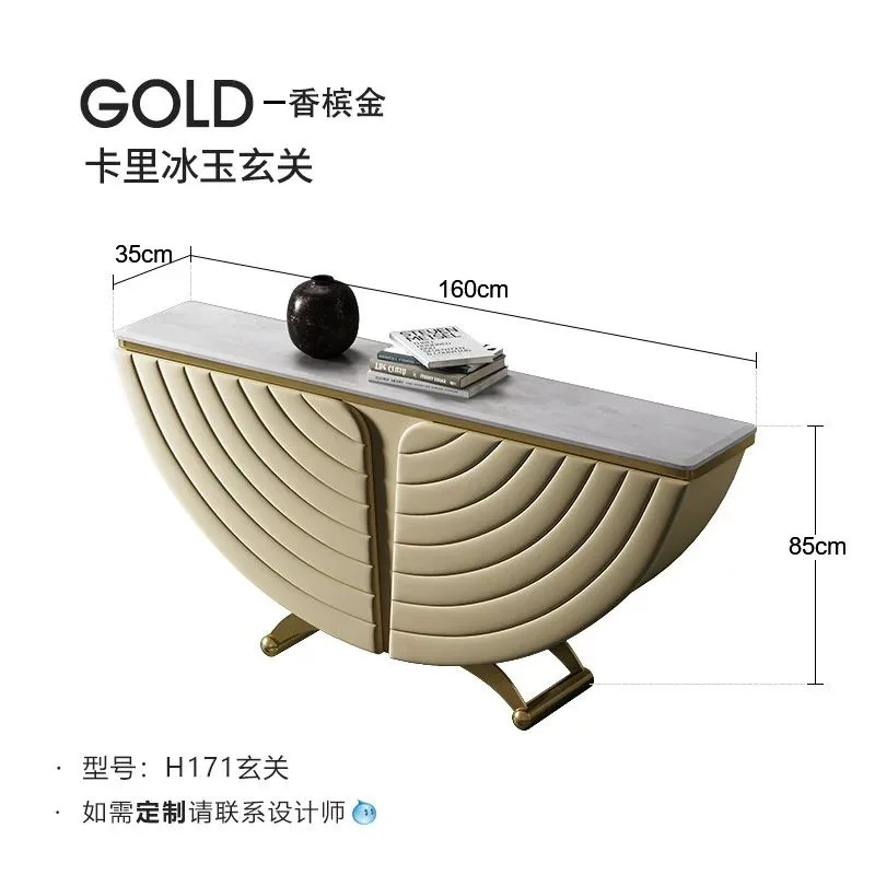

Italian light luxury porch cabinet luxury villa living room designer locker natural marble porch table combination
