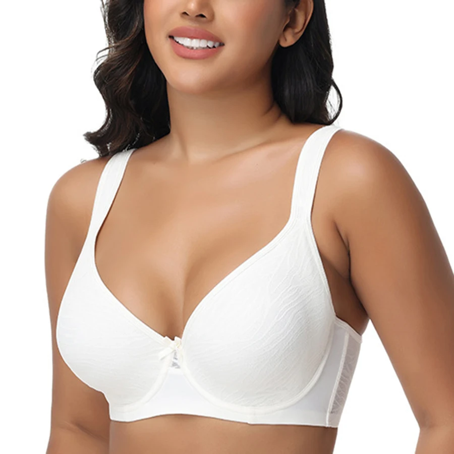 Plus Size Women's Lace Minimizer Bra Non-Padded Underwire Lifting Support Lingerie in C to DDD/E Cups Sizes 36-44
