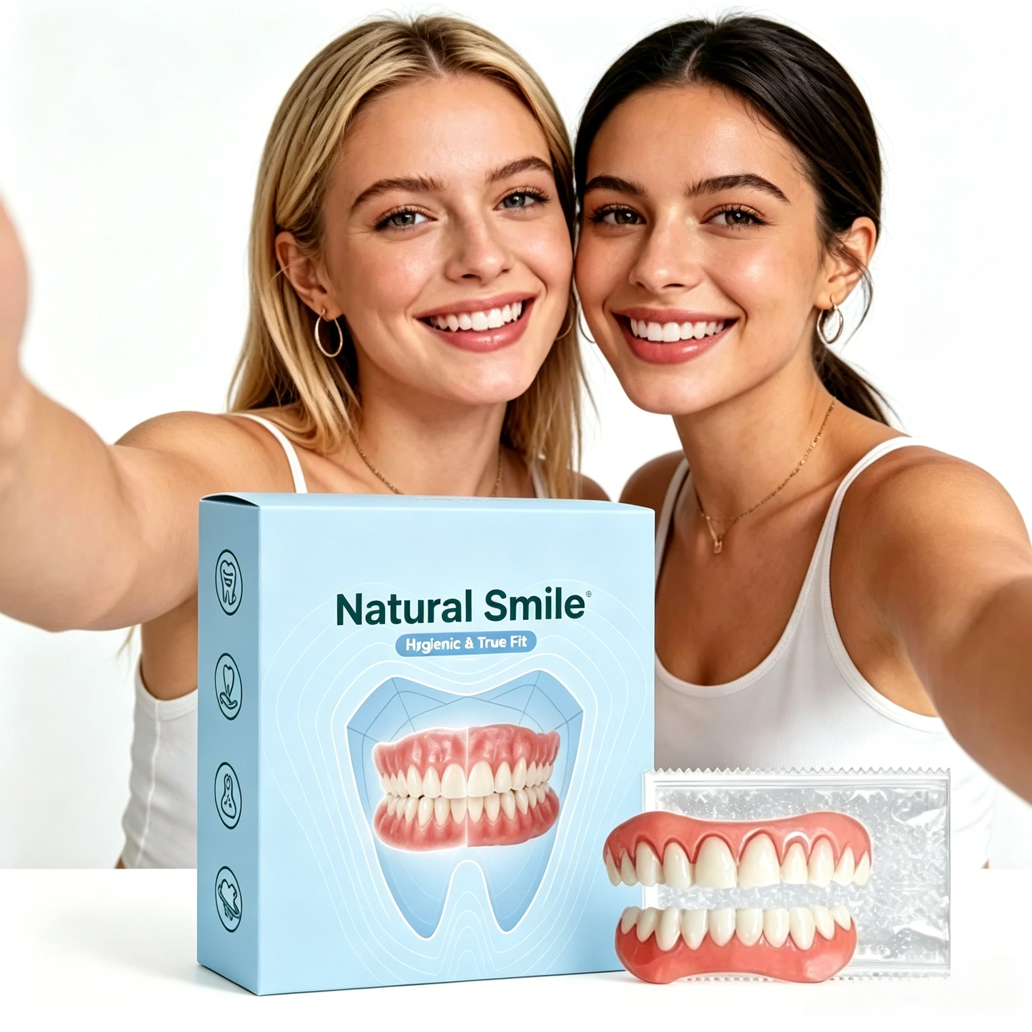 Soft Silicone Full Mouth Teeth Kit Safe Easy To Apply Temporary Cosmetic Cover For Missing Chipped Broken Teeth