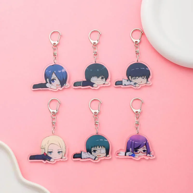 Anime Tokyo Ghoul Acrylic Keychain Accessaries Cartoon Funny Bag Pendant Cute Creative Bag Charm Car Keyring Friends Fans Gifts