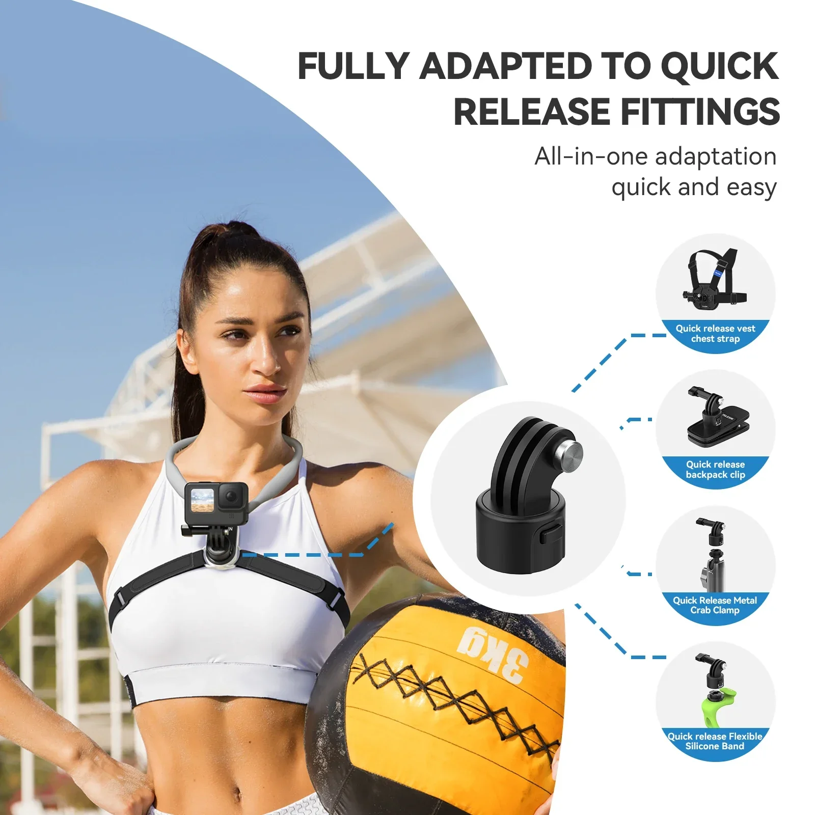 TELESIN Silicon Quick-Release Neck Mount for Gopro Hero 13 12 11 10 9 8 DJI OSMO Action 5 4 3 Insta360 Ace Pro X4 Accessorie - Image 3
