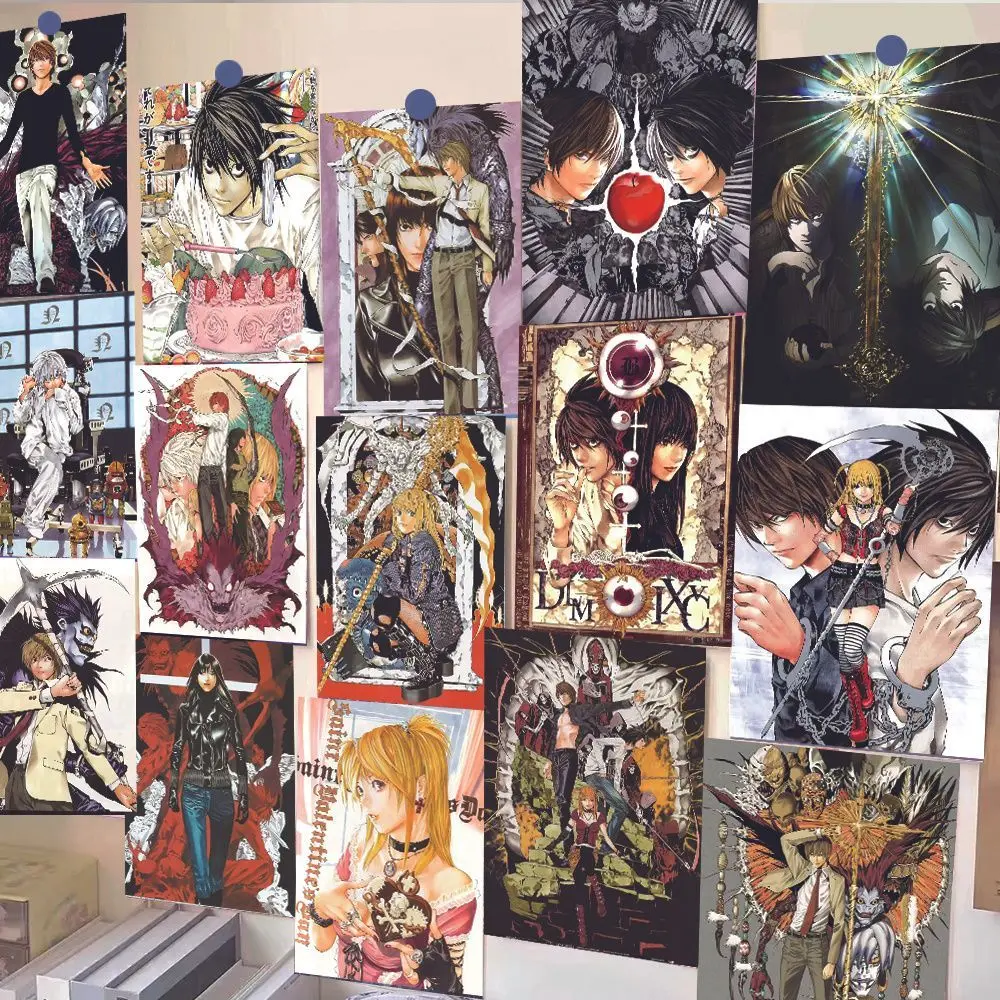 Pôster Death Note: Noite, Deus, Lua, Mihai, Areia, Ryuk, L - Decoração de Parede para Quarto e Dormitório com Temática de Anime