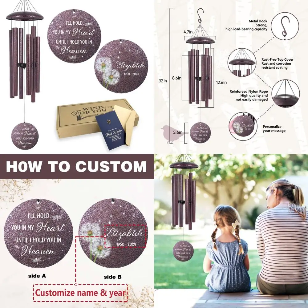 

32-дюймовые мемориальные колокольчики: почетные родителей и бритв с персонализированными подарками сочувствия.