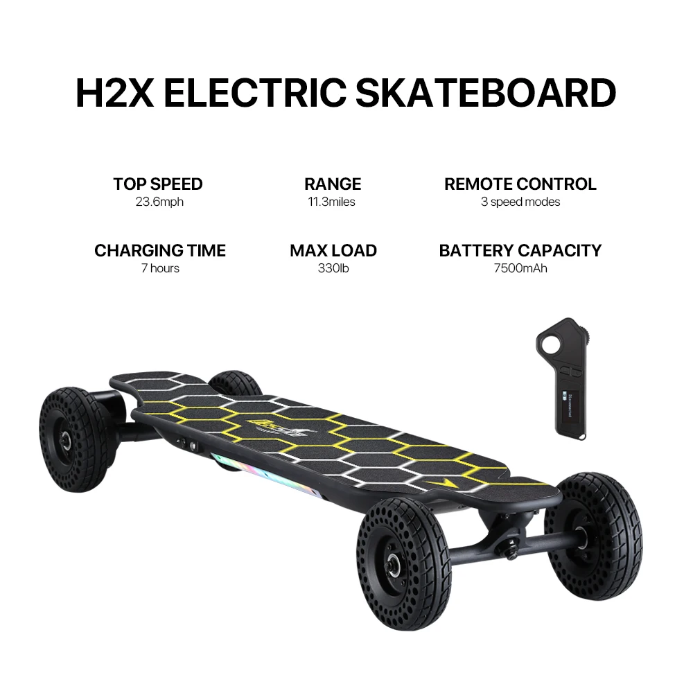 H2X Motore a doppia cinghia per skateboard elettrico più economico 3300w Velocità massima 35 km / h E Skateboard Off Road Drop Shipping