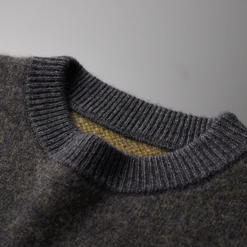 Autumn and Winter New 100% Merino Wool Men\'s Cashmere Sweater Round Neck Pullover  Knitted Casual Fashion Retro Top