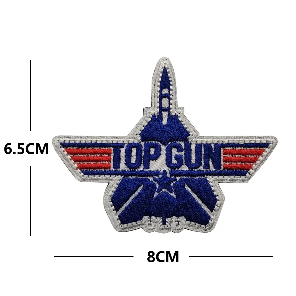 TOP GUN Aircraft Embroidery Patches Hook&Loop Outdoor Equipment Tactical Emblem Patch Morale Badge for Clothes Backpack Applique