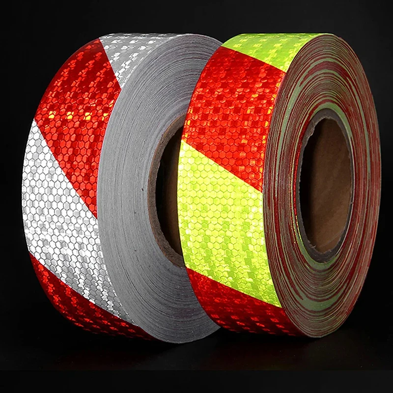 

1Pcs Anti Fading Red And White Reflective Tape Shining Reflective Safety Warning Tape Self Adhesive Twill Printing Tape