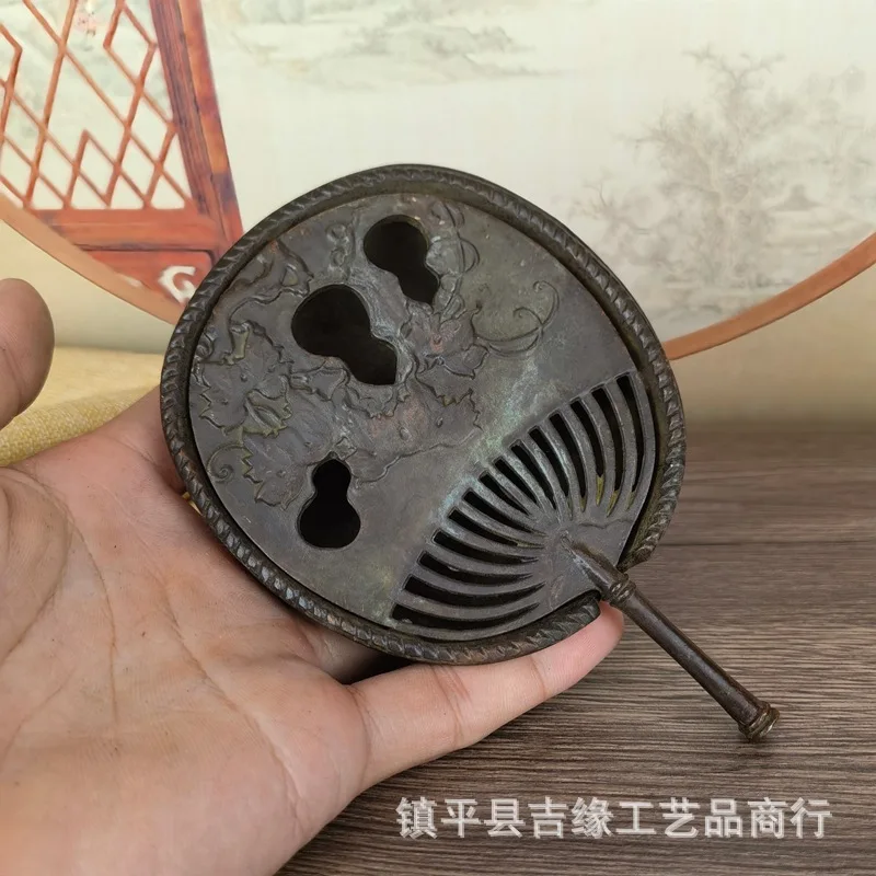 

Gourd Vine Circular Fan Incense Coil Burner Alloy Antique Fan Incense Burner New Home Indoor Incense Burner Home Decorations