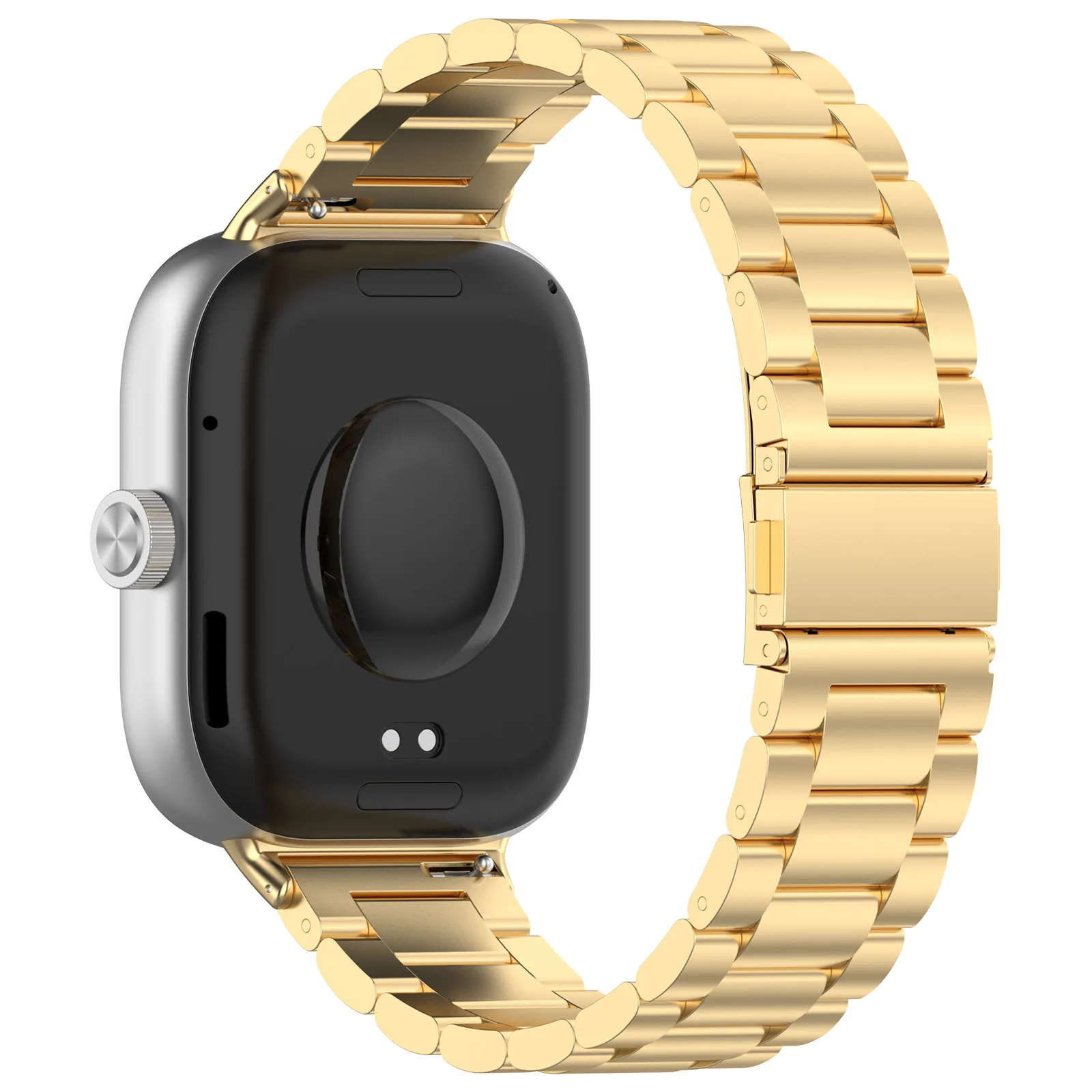 

For Xiaomi Redmi Watch 4 / Smart Band 9 Pro / 8 Pro Replacement Strap 3-Bead Stainless Steel Watch Band - Gold