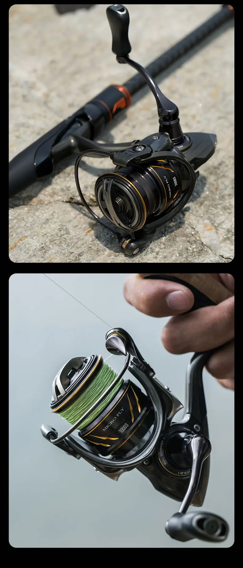 KINGDOM Micro Fly Reel Pro 800 1000 2000 2500 3000 Spinnrolle 8+1BB 5.2:1 6.2:1 Übersetzungsverhältnis Ultraleichte Angelrolle – Detail 16
