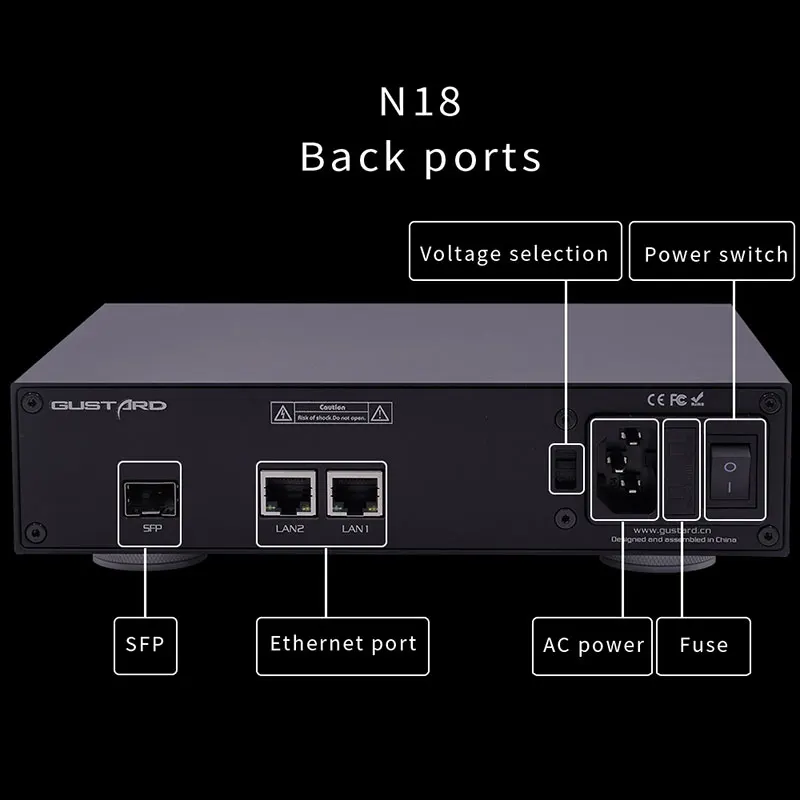 Gustard-interruptor Ethernet de red N18 N18pro, dispositivo de Audio HiFi, SFP +, 10M/100M/1000M, interfaz adaptativa Ethernet, reloj de 10Mhz