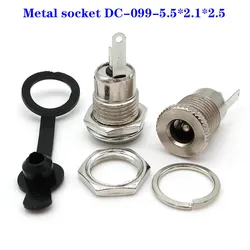 1-5PCS DC099 DC Power Supply Jack Socket plug Connector 5.5 * 2.1/2.5 mm Female Panel Mount DC-099 Threaded Metal Charging port