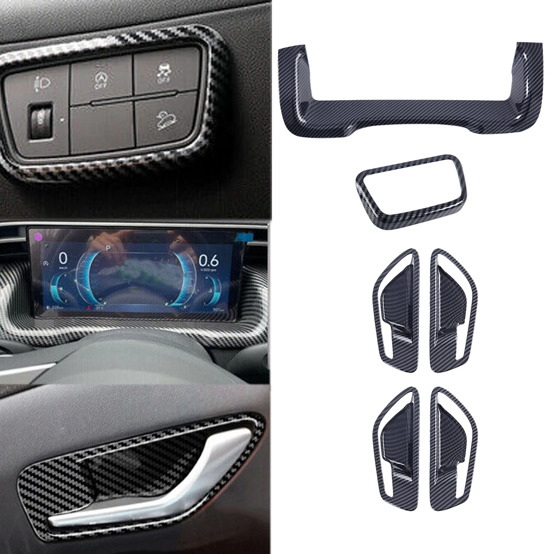 

1 Set Car Interior Dashboard Panel Headlight Switch Door Handle Bowl Trim Cover Fit for Hyundai Santa Cruz 2023-2022 ABS Plastic