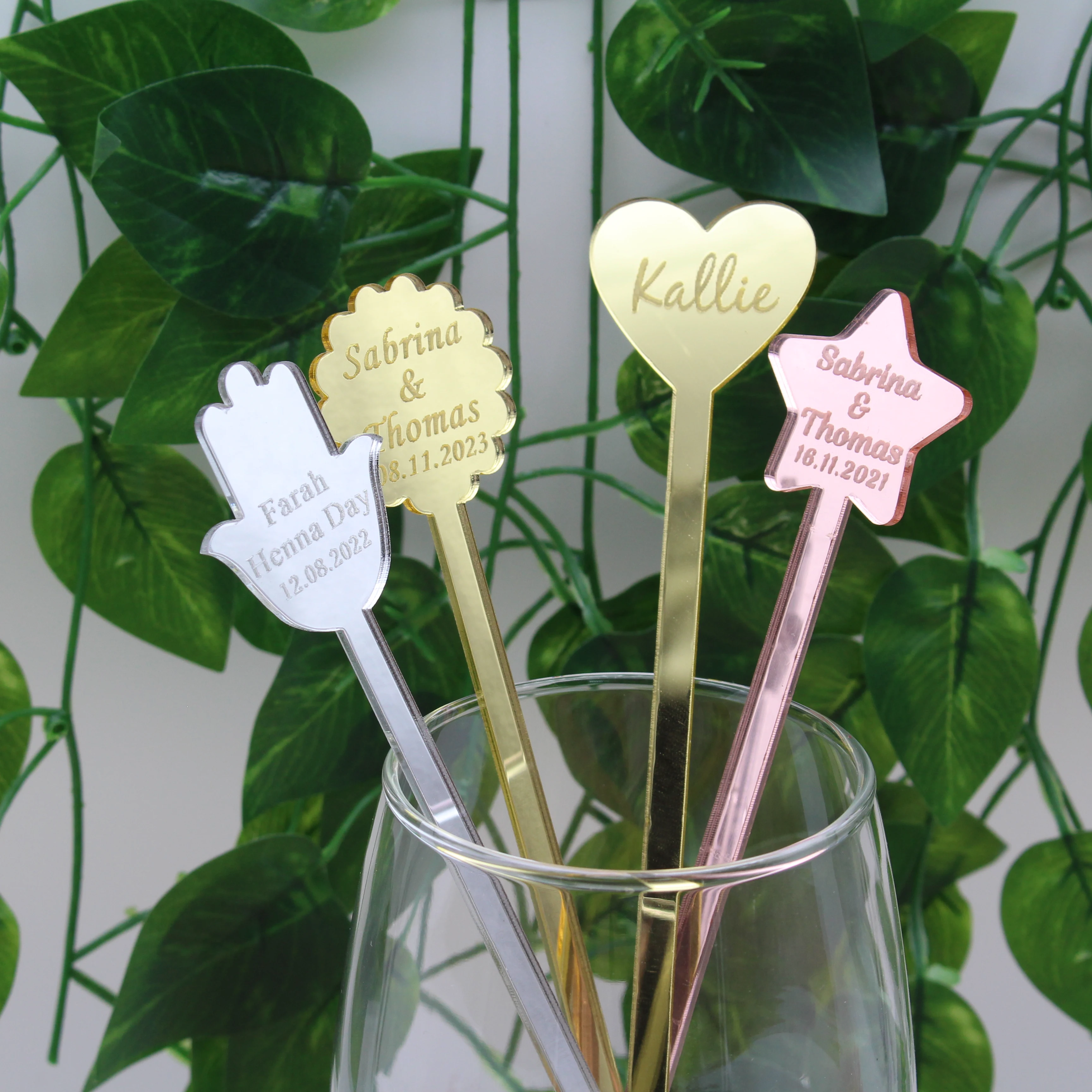 

30/50/120pcs Personalised Carved Party Drink Stirrer Name Signs Baptism Swizzle Decoration Customized Wedding Cocktail Stirrers