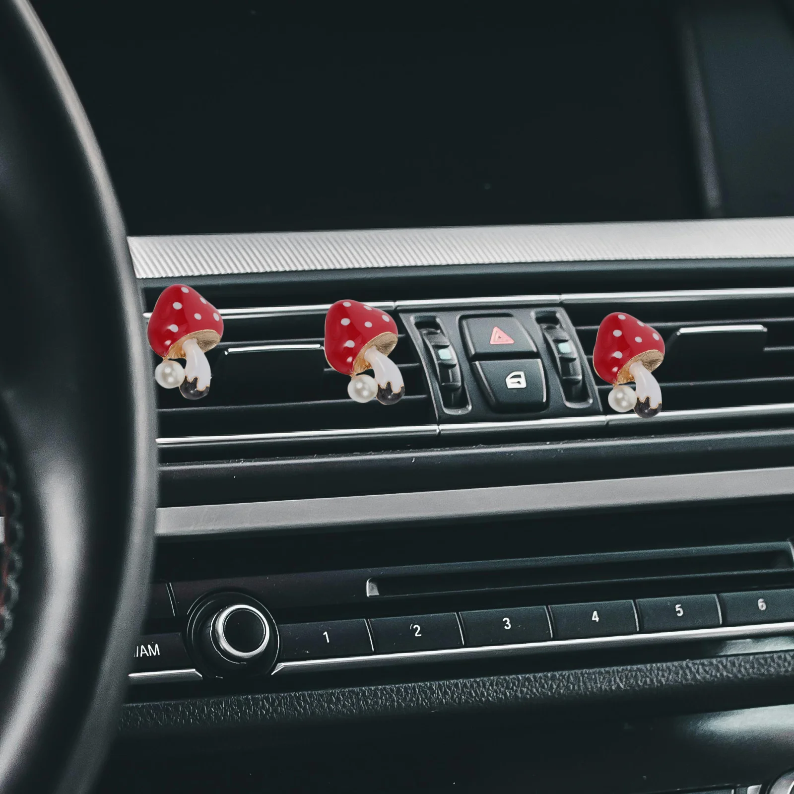 

5pcs Air Vent Accessories Cute Mushroom Charm Mushroom Charm For Car DIY Aluminum Alloy Decorative naments Vent Clip