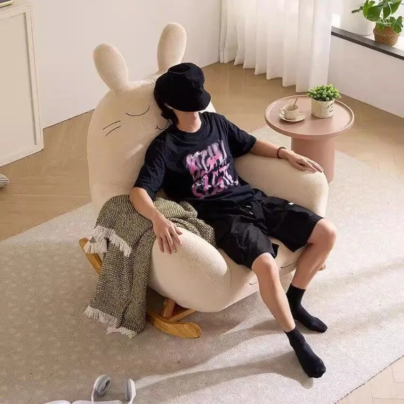 Rocking Rabbit Chair Reclining Chair Cartoon Lazy Sofa Living Room Bedroom Cream Wind Sofa Balcony Leisure Home