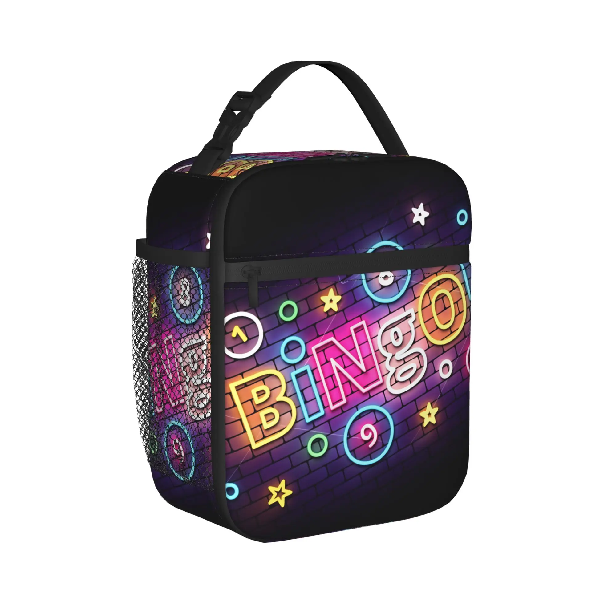 Bingo Balls Paper Game Lunch Bag  Picnic Lunch Box For Women Vintage Designer Tote Food Bags Oxford Portable Cooler Bag