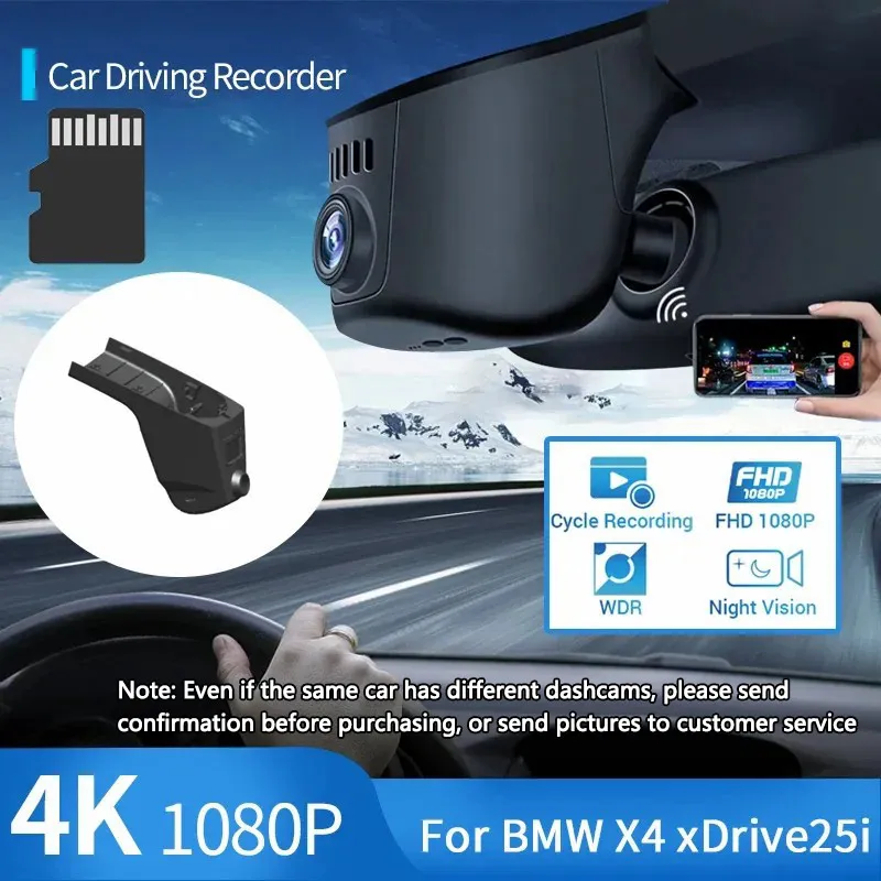 Cámara de salpicadero de grabación de carretera de coche 4K 1080P, cámara de visión nocturna para conducción, grabadora de vídeo para BMW X4 XDrive25i M Sport 2019, accesorios