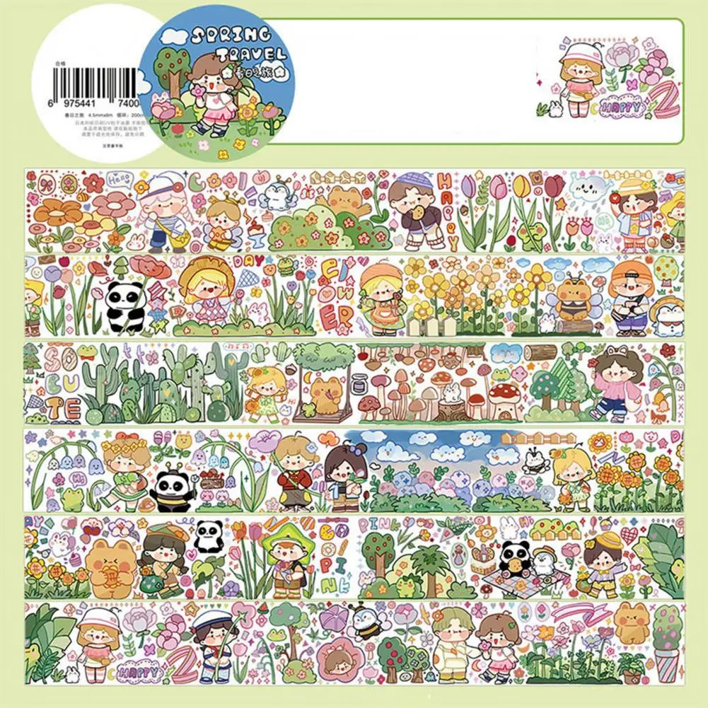 Japanese Paper Tape Cute Cartoon Girl Stickers Sunflower Washi Tape Set Diy Decoration for Journals Scrapbooks Crafts Cartoon