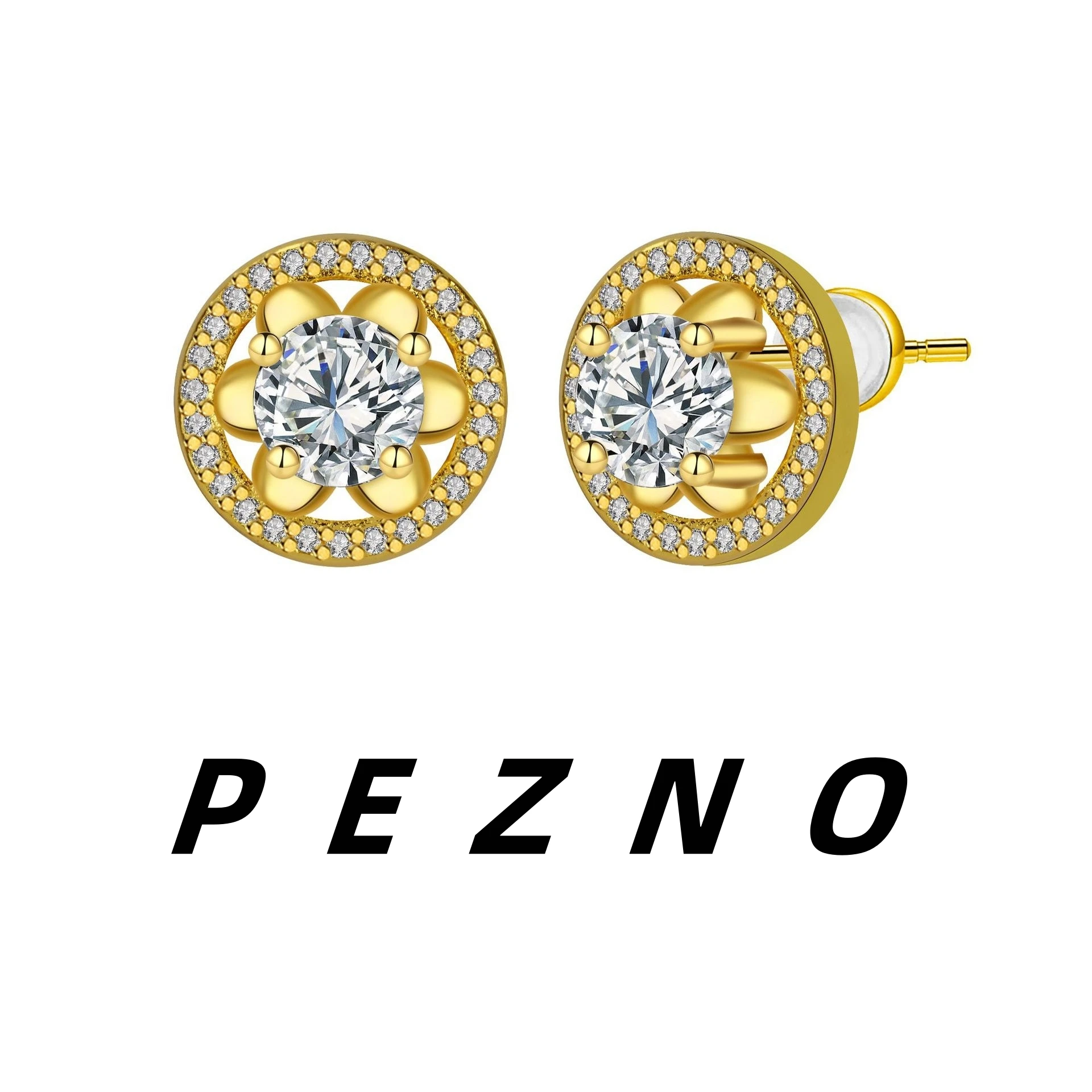 

925 Silver Needle Dainty 18K Gold Plated Halo Flower Stud Earrings, Hypoallergenic Round Paved CZ Earrings for Women Daily Gift