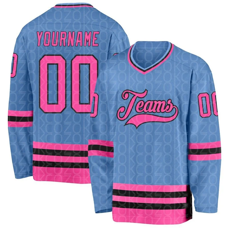 Light Blue Red Hockey Jersey  Name Custom Number Logo Men Women Ice Hockey Jersey Competition Training Jerseys
