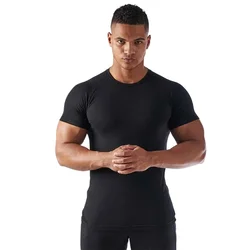 Slim Fit T Shirt Men Gym Sports Bodybuilding Fitness Quick-drying Mesh Summer Fashion Casual Breathable Mens Hip-Hop T-shirt