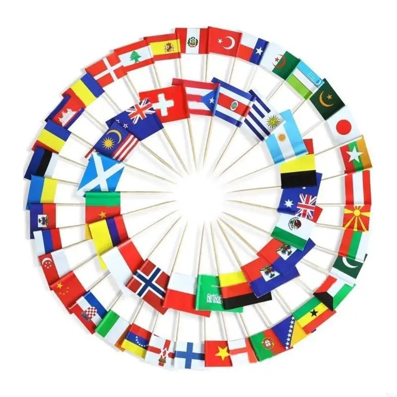 100 Uds. Banderas de palillos de dientes pequeñas banderas nacionales para suministros de fiesta Eurovisions