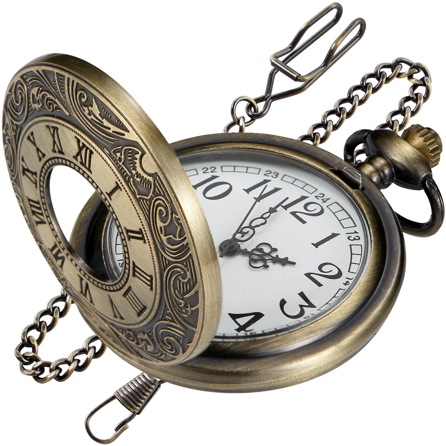 Exquisite Retro Digital Quartz Pocket Watch Gift for Men and Women Practical Popular Pockets Chain Watches Reloj De Bolsillo