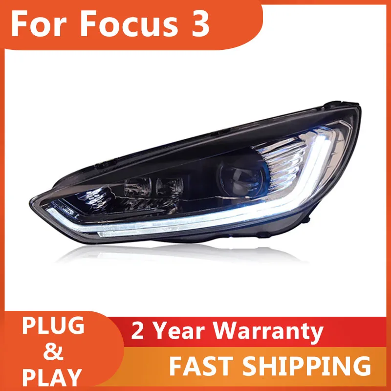 

KOWELL Car Styling for Ford Focus 3 Headlights 2015 2016 2017 Focus 3 Head Light DRL Turn Signal Low High Beam Projector Lens