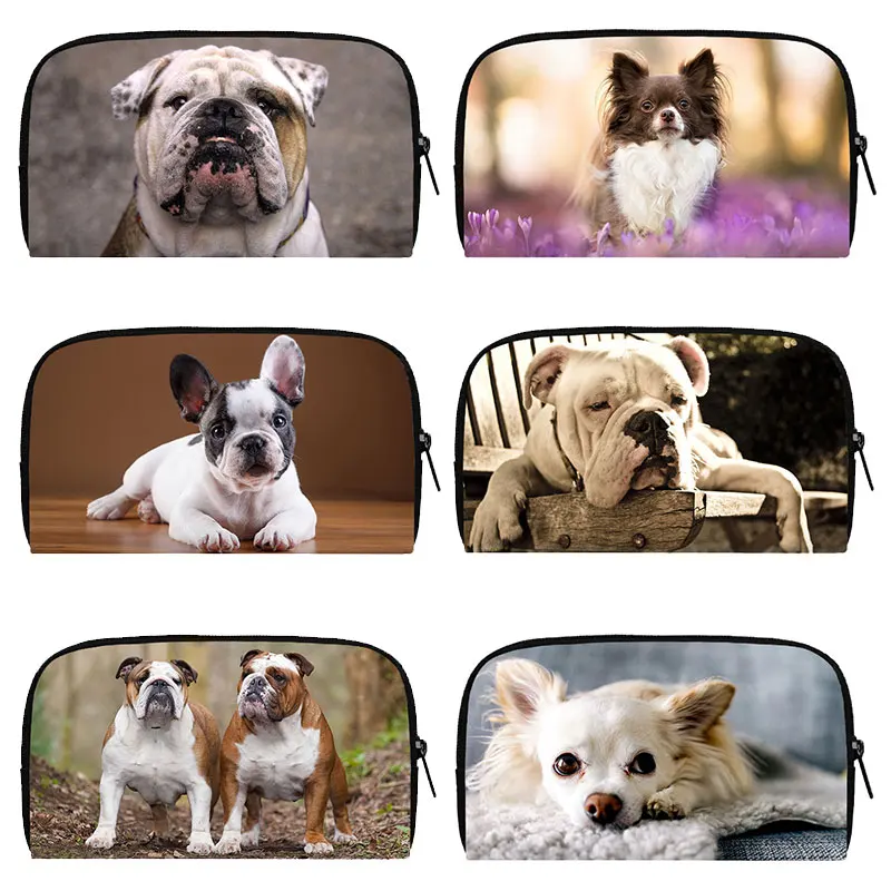 Kawaii Chihuahua / English Bulldog Print Coin Purse Women Men ID Card Holder Long Wallets For Travel Casual Coin Money Bag Gifts