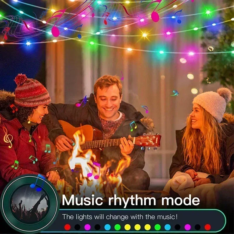 Imagem -04 - Rgb Led String Lights para o Natal Fairy Light Bluetooth Controle de Aplicativos Faça Você Mesmo String Wedding Festoon Home Party Decor Guirlanda Fairy Light