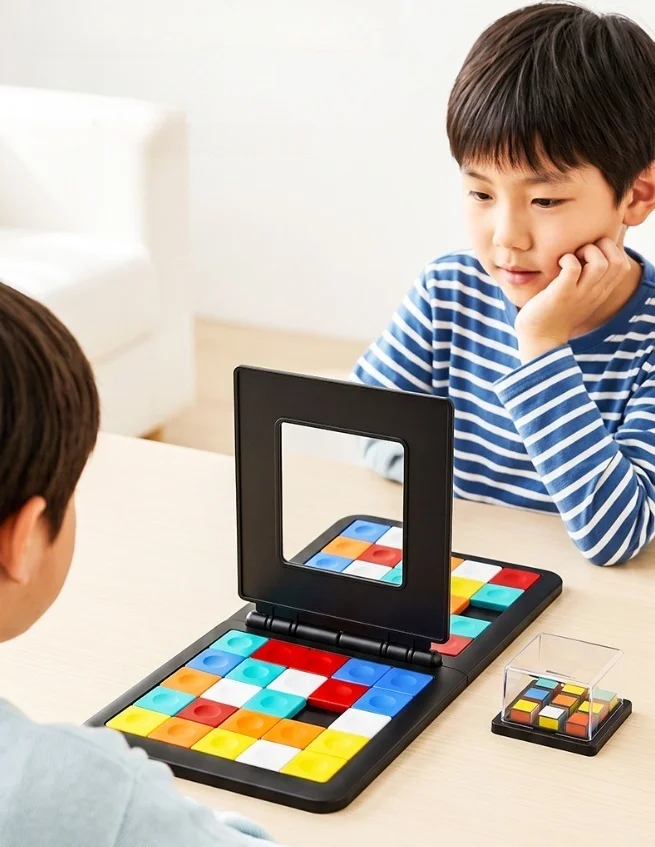 Dual Player Color Block Sliding Puzzle Game, Parent-child Race Brain Teaser Toy, Interactive Educational Desktop Game for Kids A
