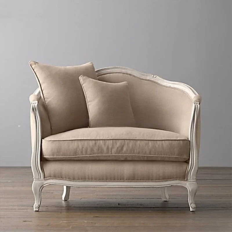 Canapé américain en bois massif, meubles de salon, vieux tissu, simple, double, trois, combinaison de loisirs